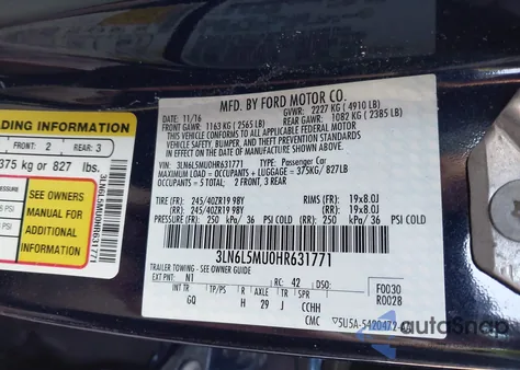 2017 Lincoln Mkz Hybrid Reserve z USA, uszkodzony, nr VIN 3LN6L5MU0HR631771